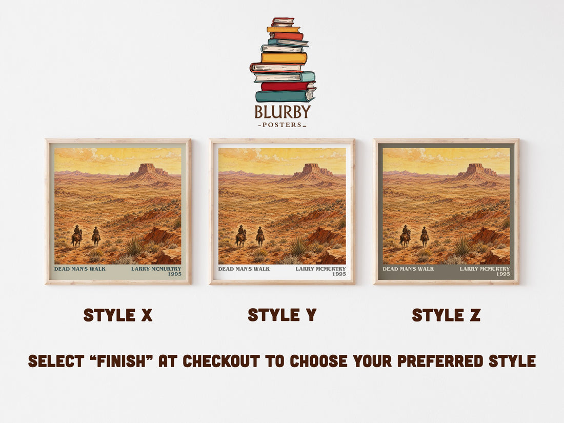 Dead Man's Walk literary print in frame leaning in hallway – adventure wall art (mockup)
