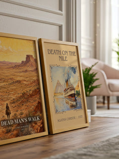 Dead Man's Walk watercolour print framed by window – literary home decor