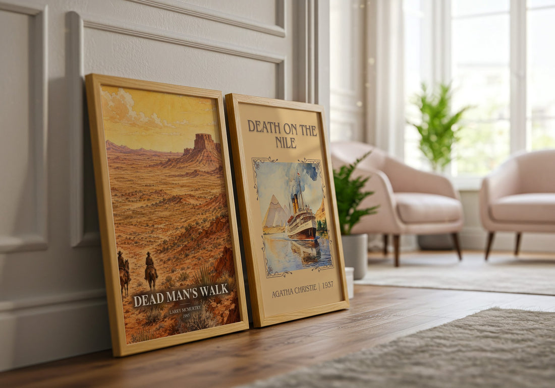 Dead Man's Walk watercolour print framed by window – literary home decor
