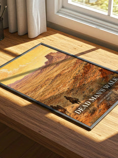 Dead Man's Walk watercolour book poster framed on wall – adventure wall art