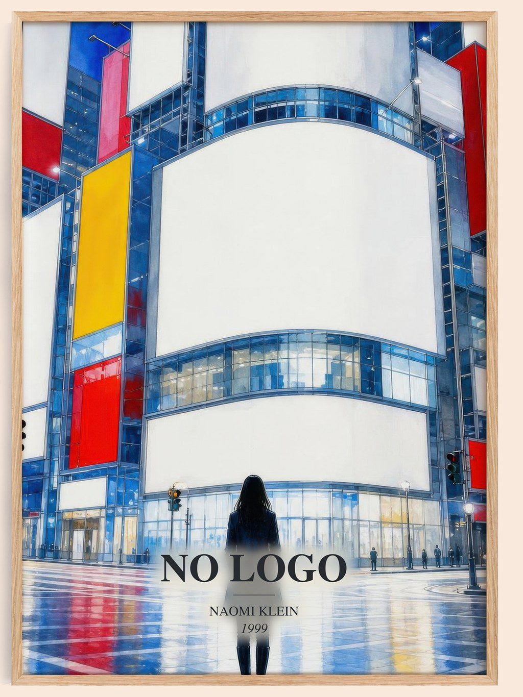 No Logo watercolour book poster by Naomi Klein – framed literary art print
