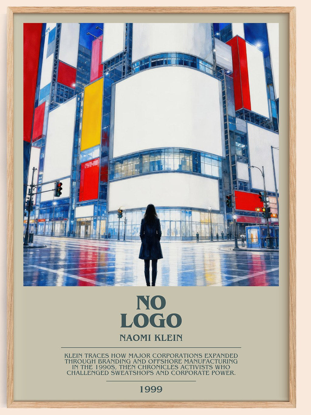 No Logo bookish book poster by Naomi Klein – framed literary art print