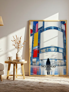 No Logo watercolour print in frame leaning in hallway – non fiction wall art