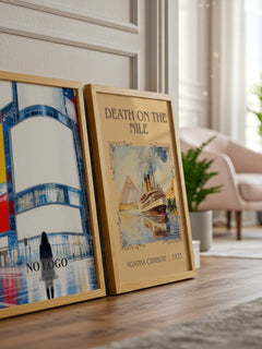 No Logo watercolour print framed by window – literary home decor