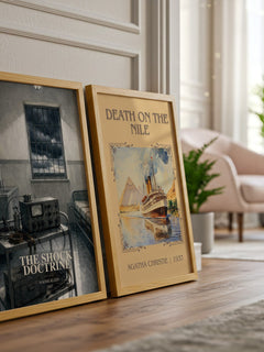The Shock Doctrine watercolour print framed by window – literary home decor