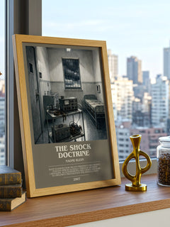 The Shock Doctrine bookish print framed by window – literary home decor