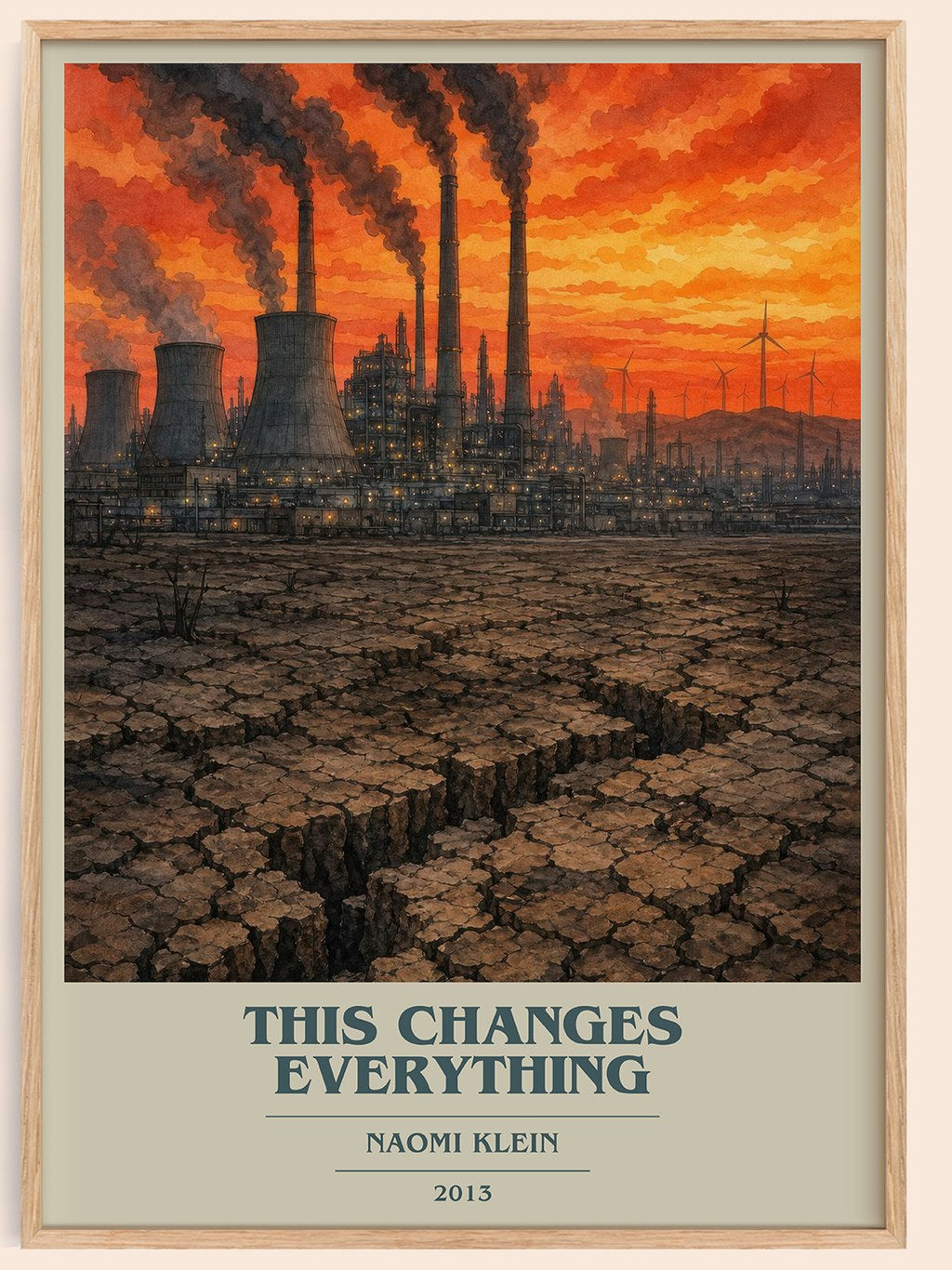 This Changes Everything book cover book poster by Naomi Klein – framed literary art print