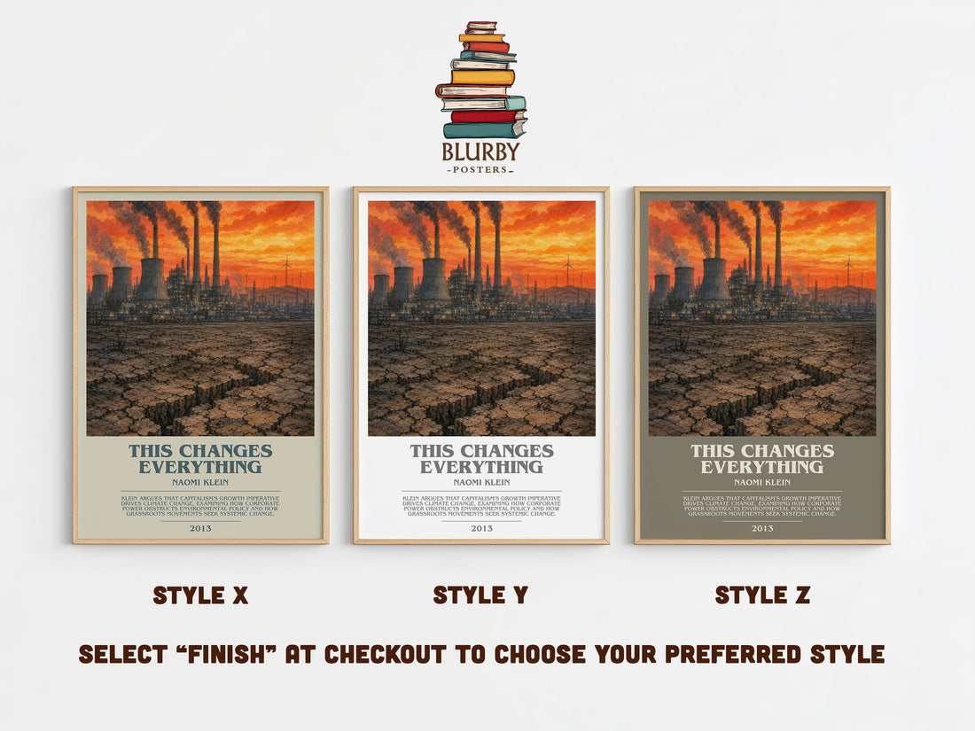 This Changes Everything bookish print in frame leaning in hallway – non fiction wall art (mockup)