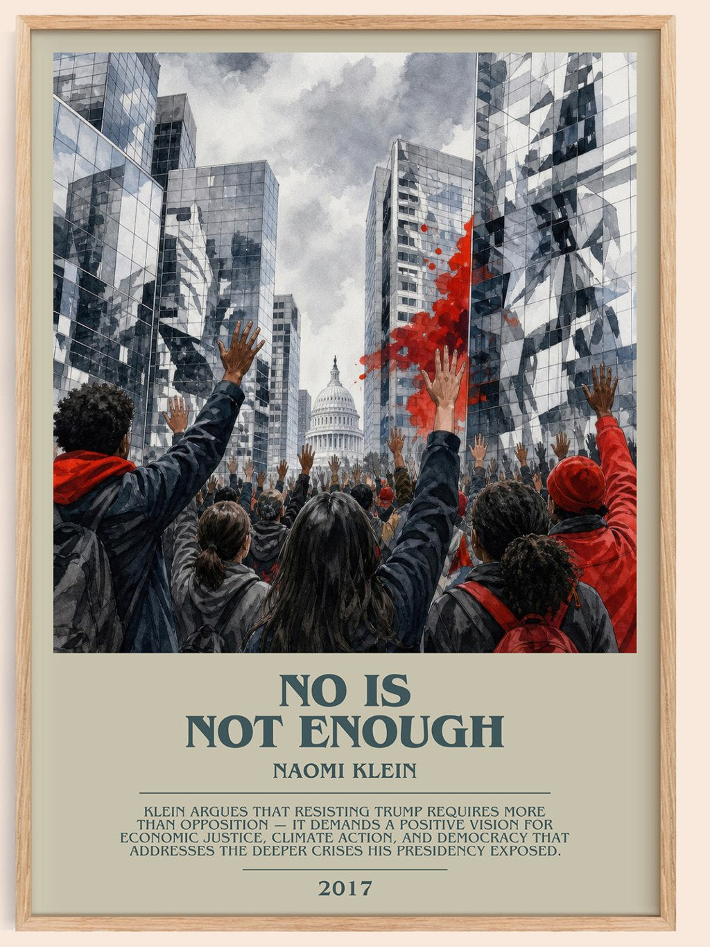 No Is Not Enough bookish book poster by Naomi Klein – framed literary art print