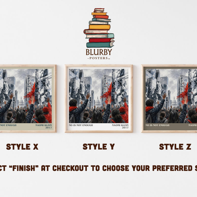 No Is Not Enough literary print in frame leaning in hallway – non fiction wall art