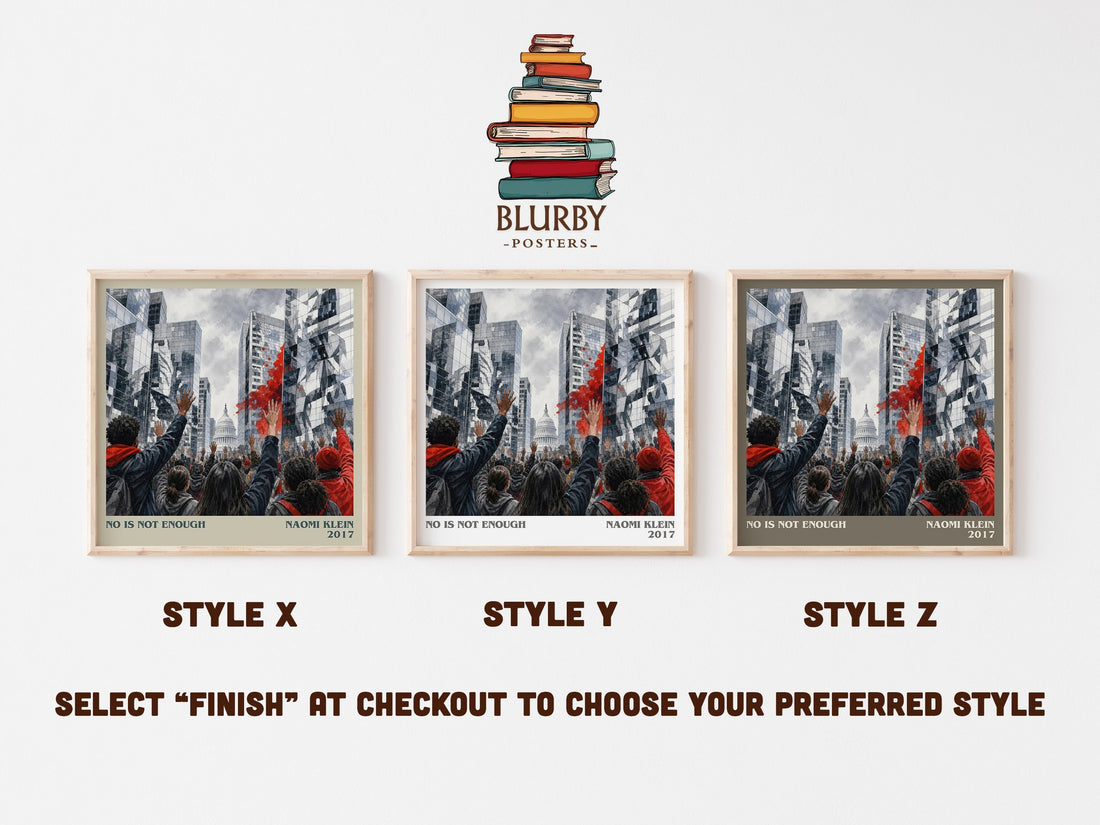 No Is Not Enough literary print in frame leaning in hallway – non fiction wall art (mockup)