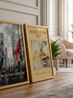 No Is Not Enough watercolour print framed by window – literary home decor