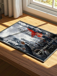 No Is Not Enough watercolour book poster framed on wall – non fiction wall art