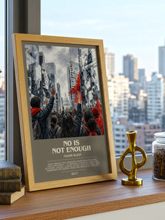 No Is Not Enough bookish print framed by window – literary home decor