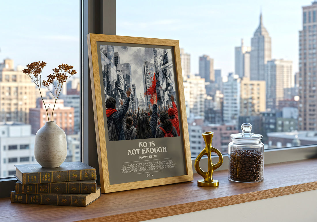 No Is Not Enough bookish print framed by window – literary home decor