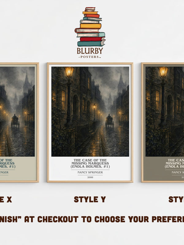 The Case of the Missing Marquess (Enola Holmes, #1) book cover print in frame leaning in hallway – mystery wall art