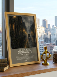 The Case of the Missing Marquess (Enola Holmes, #1) bookish print framed by window – literary home decor