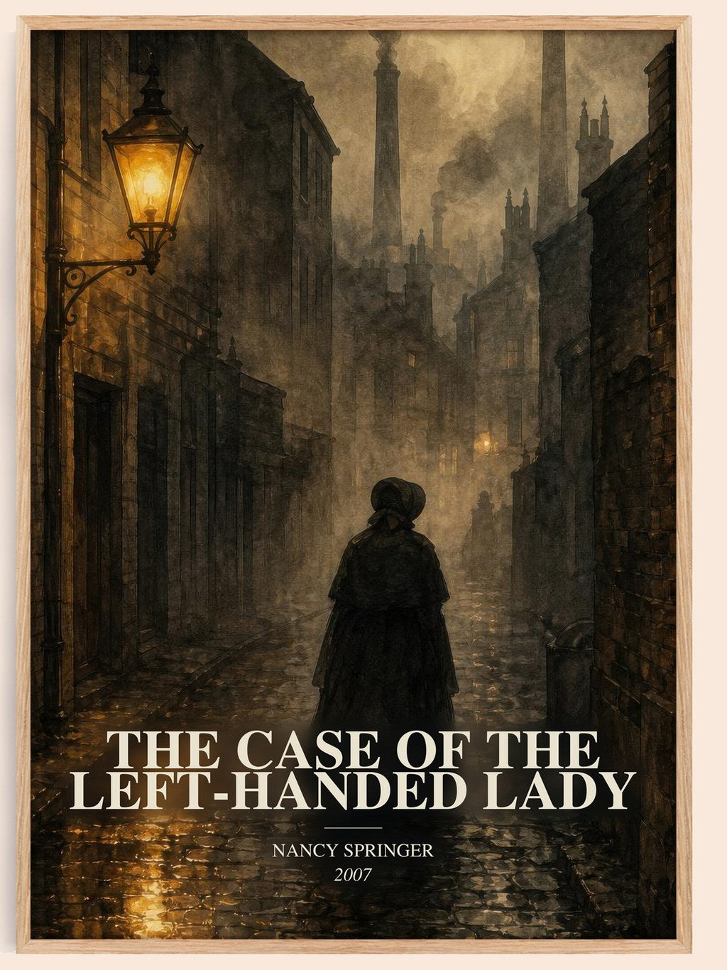 The Case of the Left-Handed Lady watercolour book poster by Nancy Springer – framed literary art print