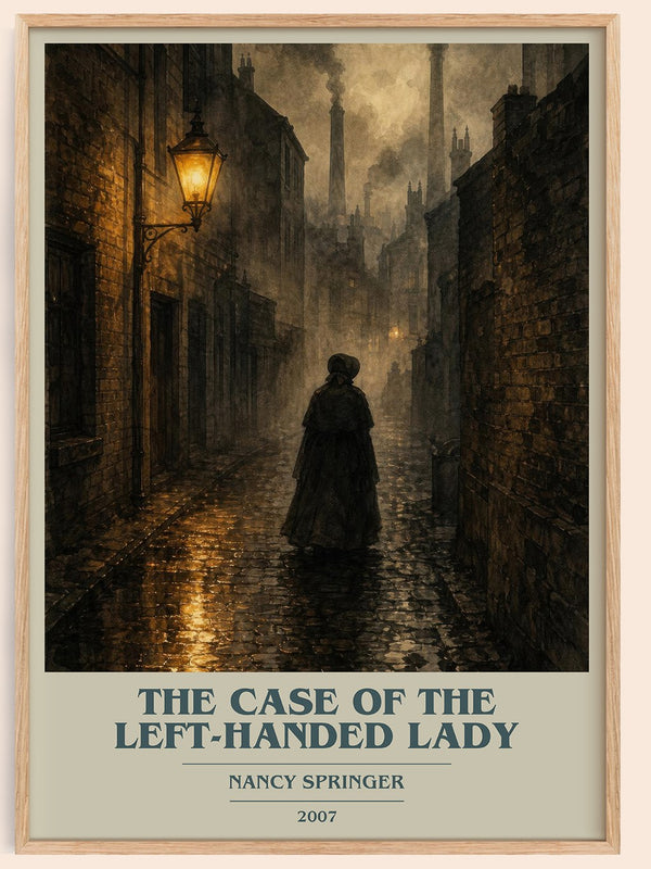 The Case of the Left-Handed Lady book cover book poster by Nancy Springer – framed literary art print