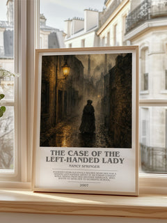 The Case of the Left-Handed Lady bookish poster colour and style options – Nancy Springer book art