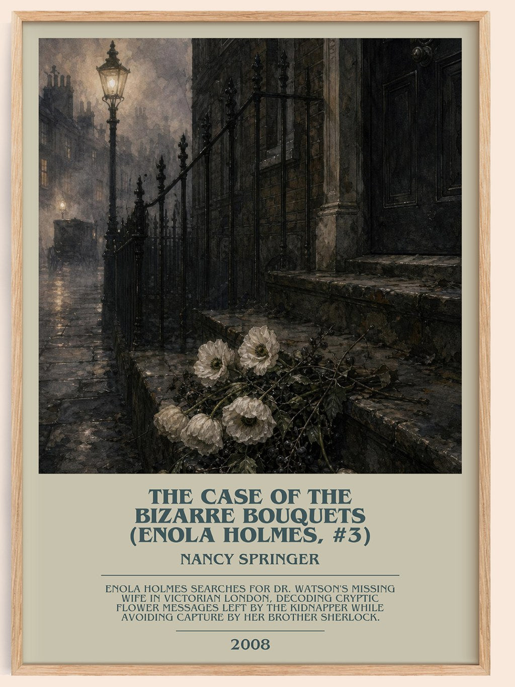 The Case of the Bizarre Bouquets (Enola Holmes, #3) bookish book poster by Nancy Springer – framed literary art print
