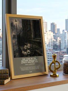 The Case of the Bizarre Bouquets (Enola Holmes, #3) bookish print framed by window – literary home decor