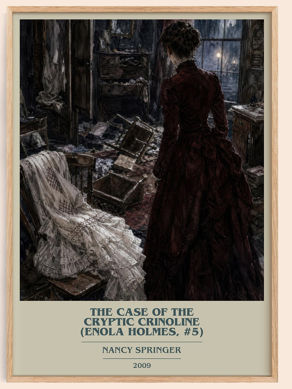 The Case of the Cryptic Crinoline (Enola Holmes, #5) book cover book poster by Nancy Springer – framed literary art print