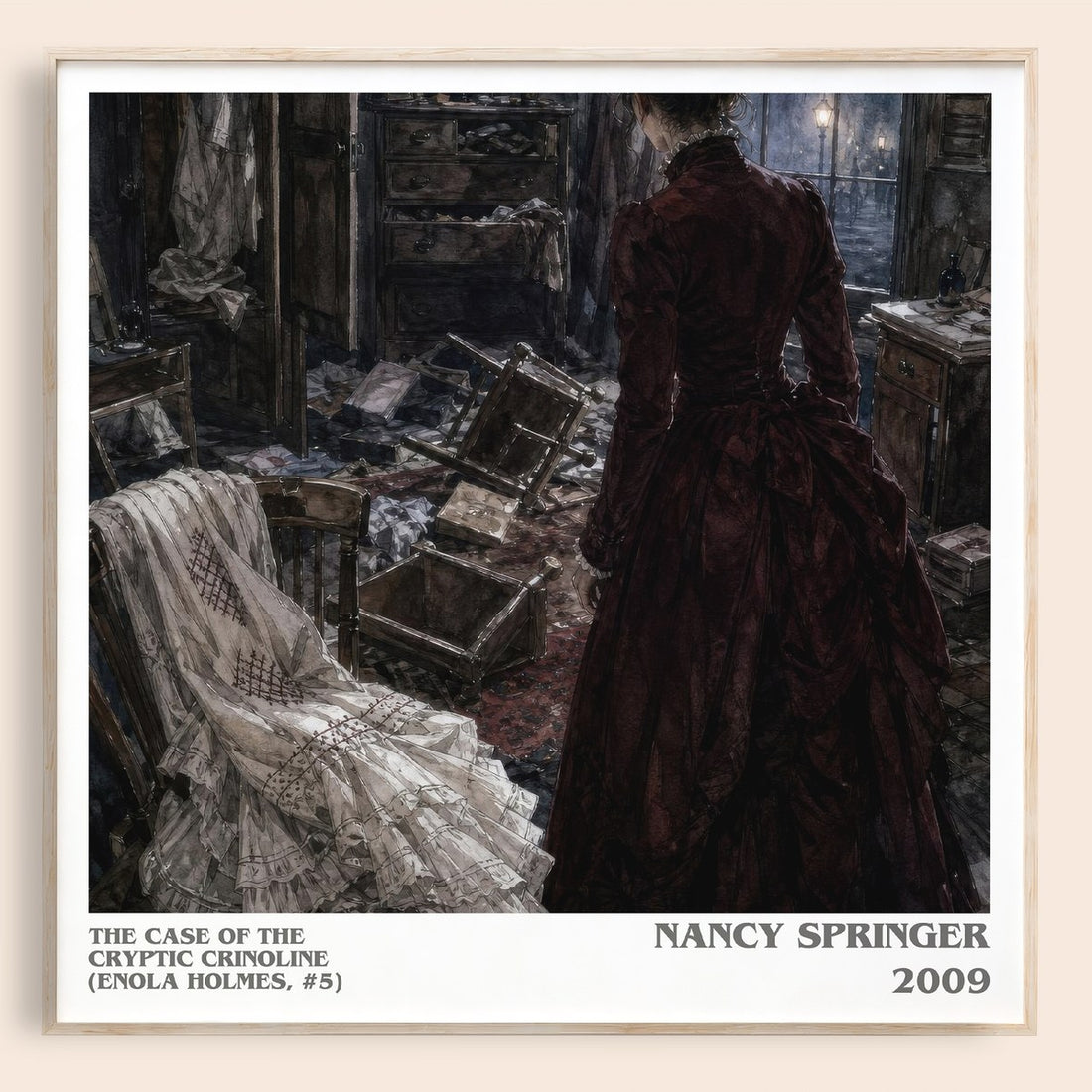 The Case of the Cryptic Crinoline (Enola Holmes, #5) literary book poster by Nancy Springer – framed literary art print