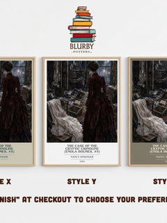 The Case of the Cryptic Crinoline (Enola Holmes, #5) book cover print in frame leaning in hallway – mystery wall art