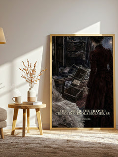 The Case of the Cryptic Crinoline (Enola Holmes, #5) watercolour print in frame leaning in hallway – mystery wall art