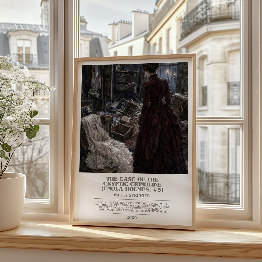 The Case of the Cryptic Crinoline (Enola Holmes, #5) bookish poster colour and style options – Nancy Springer book art