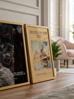 The Case of the Cryptic Crinoline (Enola Holmes, #5) watercolour print framed by window – literary home decor