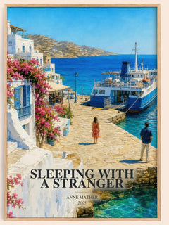 Sleeping with a Stranger watercolour book poster by Anne Mather – framed literary art print