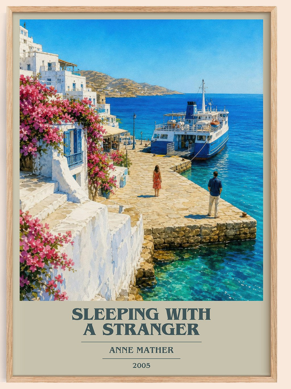 Sleeping with a Stranger book cover book poster by Anne Mather – framed literary art print