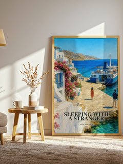 Sleeping with a Stranger watercolour print in frame leaning in hallway – romance wall art