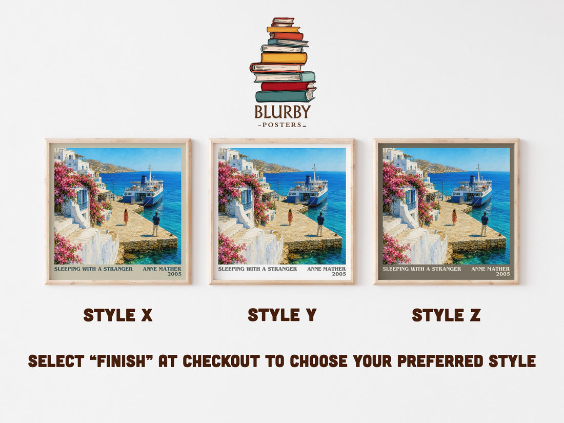 Sleeping with a Stranger literary print in frame leaning in hallway – romance wall art (mockup)