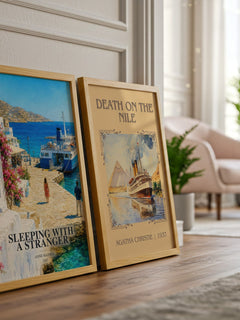 Sleeping with a Stranger watercolour print framed by window – literary home decor