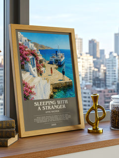 Sleeping with a Stranger bookish print framed by window – literary home decor