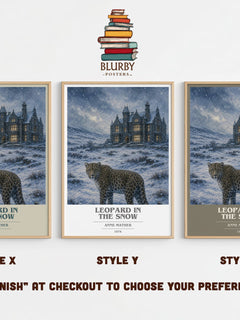 Leopard in the Snow book cover print in frame leaning in hallway – romance wall art
