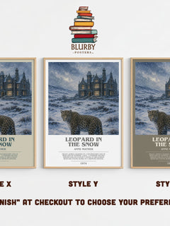 Leopard in the Snow bookish print in frame leaning in hallway – romance wall art
