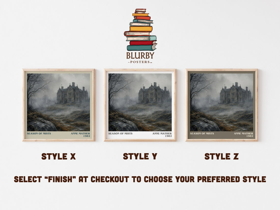 Season of Mists literary print in frame leaning in hallway – romance wall art (mockup)