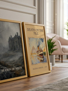 Season of Mists watercolour print framed by window – literary home decor