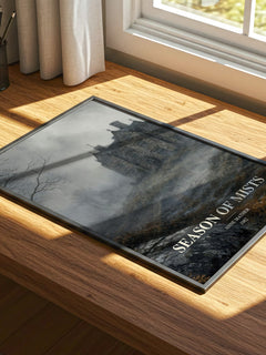 Season of Mists watercolour book poster framed on wall – romance wall art