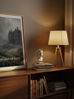 Season of Mists watercolour print on bookshelf – Anne Mather fan gift