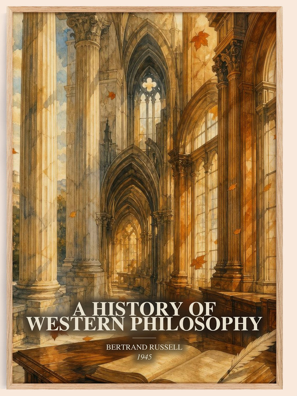 A History of Western Philosophy watercolour book poster by Bertrand Russell – framed literary art print