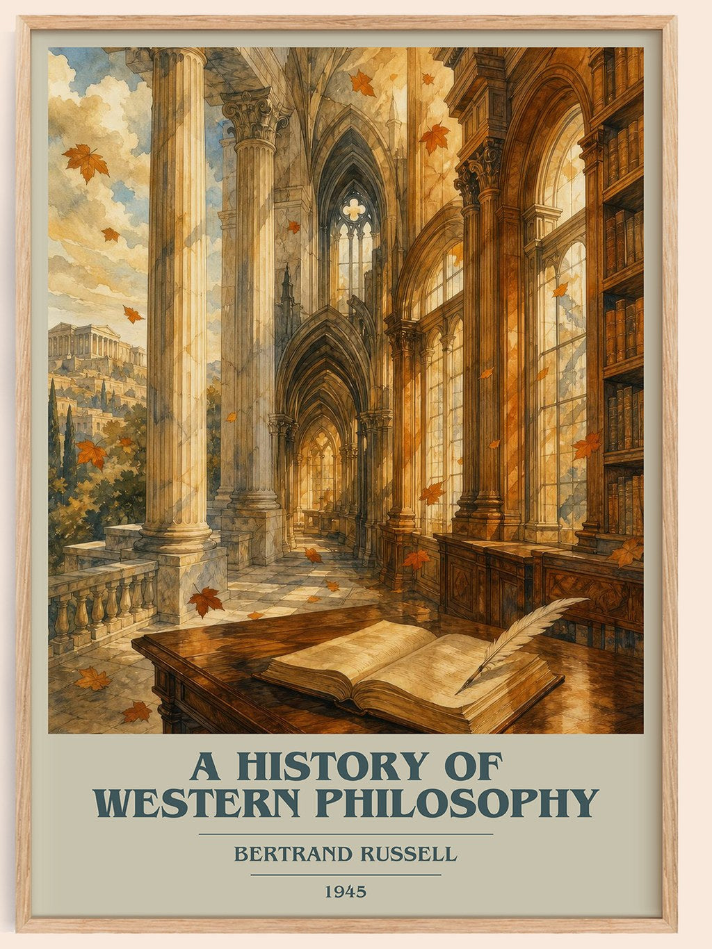 A History of Western Philosophy book cover book poster by Bertrand Russell – framed literary art print