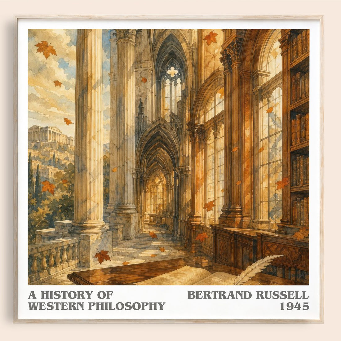 A History of Western Philosophy literary book poster by Bertrand Russell – framed literary art print