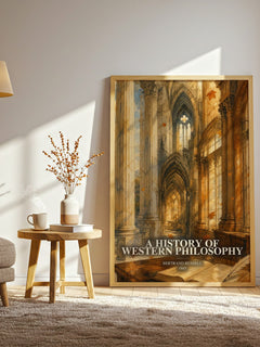 A History of Western Philosophy watercolour print in frame leaning in hallway – philosophy wall art