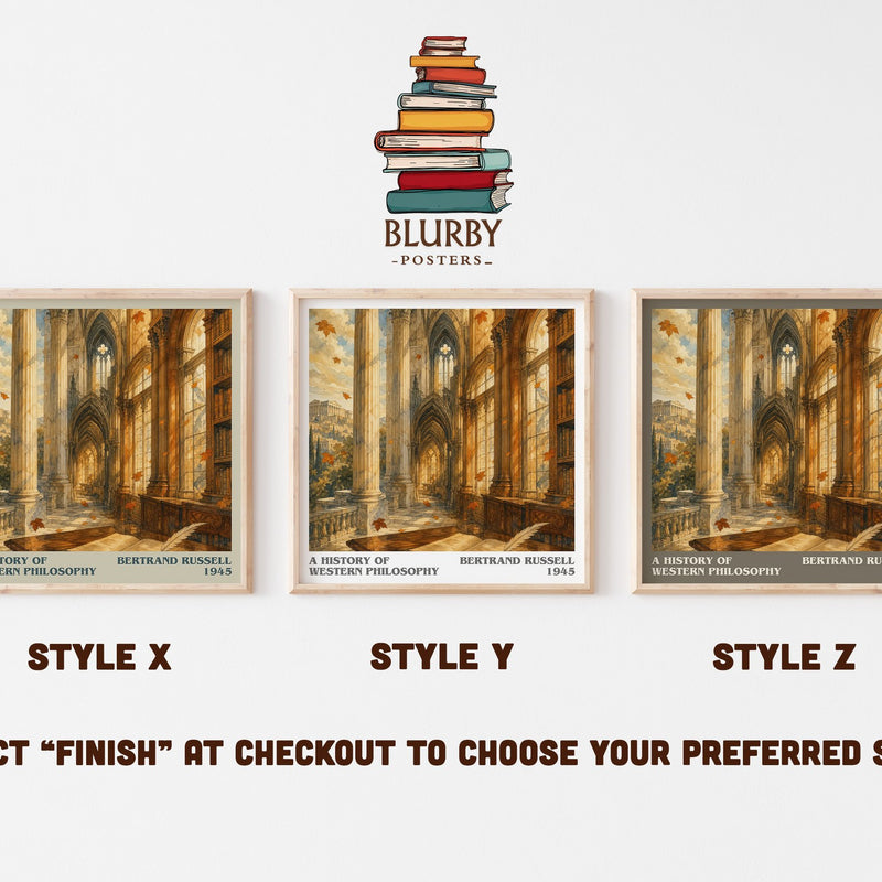 A History of Western Philosophy literary print in frame leaning in hallway – philosophy wall art