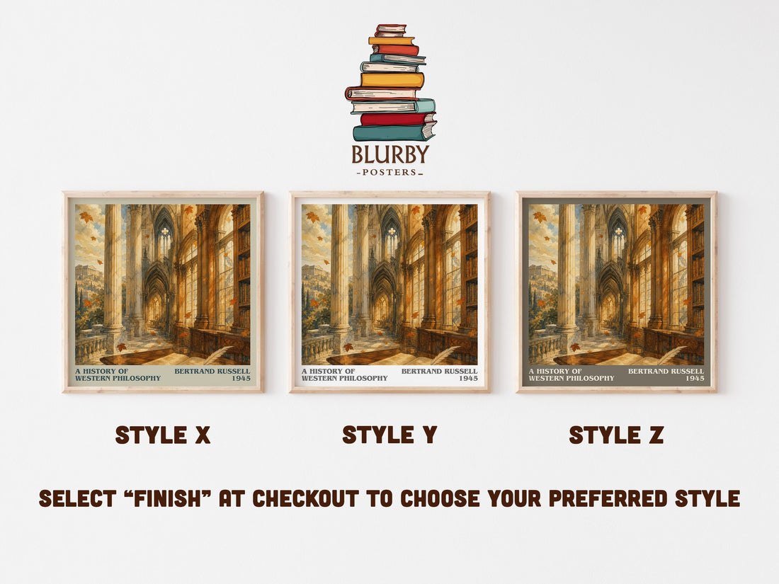 A History of Western Philosophy literary print in frame leaning in hallway – philosophy wall art (mockup)